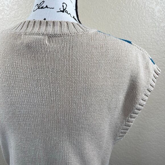 JJ Basics Light Brown long knit sweater/ dress blue checkers size XL academia - Picture 12 of 12